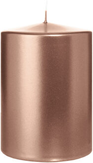 Cilinderkaars/stompkaars groot - metallic ros? goud - 15 x 10 cm - 113 branduren
