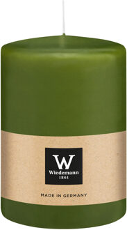Cilinderkaars/stompkaars groot - olijfgroen - 15 x 10 cm - 113 branduren