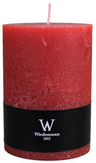Cilinderkaars/stompkaars groot - rustieke kaars - rood - 10 x 14 cm - 100 branduren