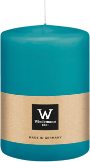 Cilinderkaars/stompkaars groot - turquoise blauw - 15 x 10 cm - 113 branduren