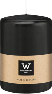 Cilinderkaars/stompkaars groot - zwart - 15 x 10 cm - 113 branduren