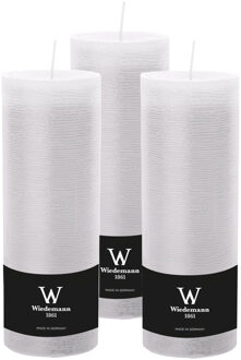 Cilinderkaars/stompkaars hoog - 3x - rustieke kaars - wit - 7 x 22 cm - 98 branduren
