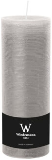 Cilinderkaars/stompkaars hoog - rustieke kaars - lichtgrijs - 7 x 22 cm - 98 branduren