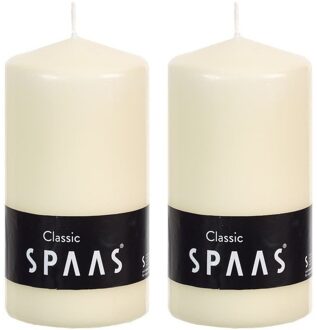 Cilinderkaars/stompkaars - ivoorwit - 2x - 6 x 10 cm - 25 branduren