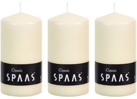 Cilinderkaars/stompkaars - ivoorwit - 3x - 6 x 10 cm - 25 branduren