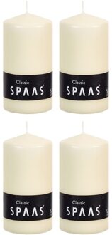 Cilinderkaars/stompkaars - ivoorwit - 4x - 6 x 10 cm - 25 branduren