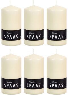 Cilinderkaars/stompkaars - ivoorwit - 6x - 6 x 10 cm - 25 branduren