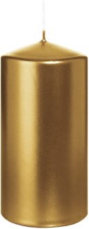 Cilinderkaars/stompkaars - metallic goud - 12 x 6 cm - 33 branduren