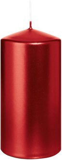 Cilinderkaars/stompkaars - metallic rood - 12 x 6 cm - 33 branduren