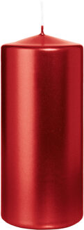Cilinderkaars/stompkaars - metallic rood - 15 x 7 cm - 63 branduren