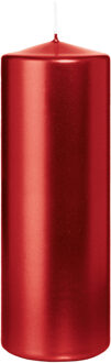 Cilinderkaars/stompkaars - metallic rood - 20 x 7 cm - 103 branduren