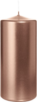 Cilinderkaars/stompkaars - metallic ros? goud - 15 x 7 cm - 63 branduren