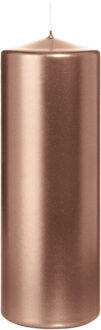 Cilinderkaars/stompkaars - metallic ros? goud - 20 x 7 cm - 103 branduren