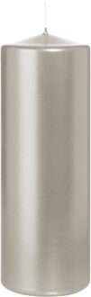 Cilinderkaars/stompkaars - metallic zilver - 20 x 7 cm - 103 branduren