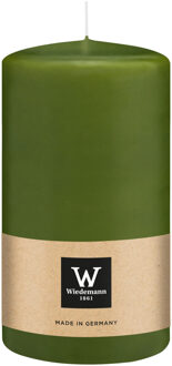 Cilinderkaars/stompkaars - olijfgroen - 13 x 7 cm - 52 branduren