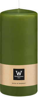 Cilinderkaars/stompkaars - olijfgroen - 15 x 7 cm - 63 branduren