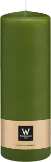 Cilinderkaars/stompkaars - olijfgroen - 20 x 7 cm - 103 branduren