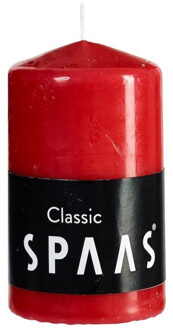 Cilinderkaars/stompkaars - rood - 1x - 6 x 10 cm - 25 branduren - Stompkaarsen