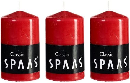 Cilinderkaars/stompkaars - rood - 3x - 6 x 10 cm - 25 branduren