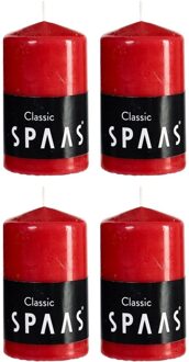 Cilinderkaars/stompkaars - rood - 4x - 6 x 10 cm - 25 branduren