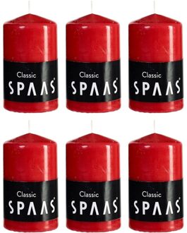 Cilinderkaars/stompkaars - rood - 6x - 6 x 10 cm - 25 branduren