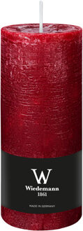 Cilinderkaars/stompkaars - rustieke kaars - bordeauxrood - 7 x 16 cm - 66 branduren
