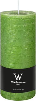 Cilinderkaars/stompkaars - rustieke kaars - lichtgroen - 7 x 16 cm - 66 branduren