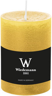 Cilinderkaars/stompkaars - rustieke kaars - okergeel - 7 x 10 cm - 43 branduren