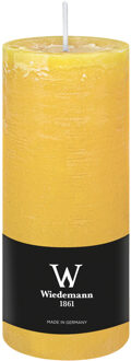 Cilinderkaars/stompkaars - rustieke kaars - okergeel - 7 x 16 cm - 66 branduren