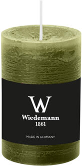 Cilinderkaars/stompkaars - rustieke kaars - olijfgroen - 6 x 9 cm - 30 branduren