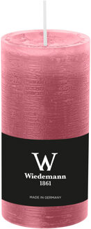 Cilinderkaars/stompkaars - rustieke kaars - oudroze - 6 x 12 cm - 42 branduren