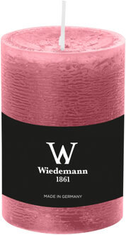 Cilinderkaars/stompkaars - rustieke kaars - oudroze - 7 x 10 cm - 43 branduren