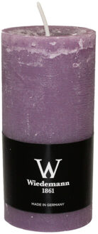 Cilinderkaars/stompkaars - rustieke kaars - paars - 6 x 12 cm - 42 branduren
