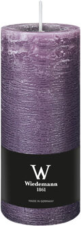 Cilinderkaars/stompkaars - rustieke kaars - paars - 7 x 16 cm - 66 branduren