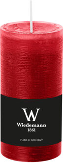 Cilinderkaars/stompkaars - rustieke kaars - rood - 6 x 12 cm - 42 branduren