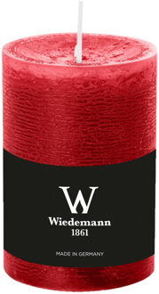 Cilinderkaars/stompkaars - rustieke kaars - rood - 7 x 10 cm - 43 branduren