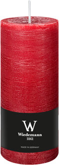 Cilinderkaars/stompkaars - rustieke kaars - rood - 7 x 16 cm - 66 branduren