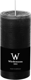 Cilinderkaars/stompkaars - rustieke kaars - zwart - 6 x 12 cm - 42 branduren