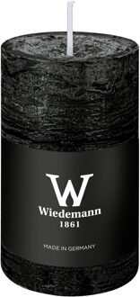 Cilinderkaars/stompkaars - rustieke kaars - zwart - 6 x 9 cm - 30 branduren