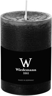 Cilinderkaars/stompkaars - rustieke kaars - zwart - 7 x 10 cm - 43 branduren