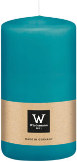 Cilinderkaars/stompkaars - turquoise - 12 x 6 cm - 33 branduren