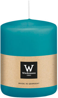 Cilinderkaars/stompkaars - turquoise - 6 x 8 cm - 29 branduren