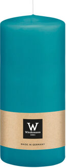 Cilinderkaars/stompkaars - turquoise blauw - 15 x 7 cm - 63 branduren