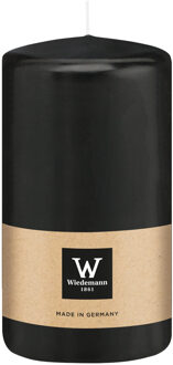 Cilinderkaars/stompkaars - zwart - 12 x 6 cm - 33 branduren