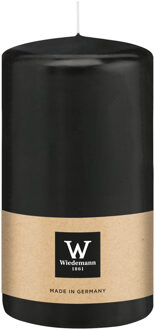 Cilinderkaars/stompkaars - zwart - 13 x 7 cm - 52 branduren