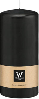 Cilinderkaars/stompkaars - zwart - 15 x 7 cm - 63 branduren