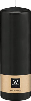 Cilinderkaars/stompkaars - zwart - 20 x 7 cm - 103 branduren