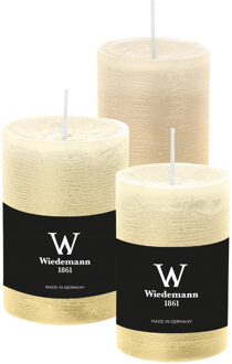 Cilinderkaarsen/stompkaarsen - set van 3 - rustieke kaars - creme wit - 6x9/6x12/7x10 cm