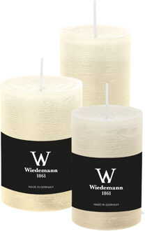 Cilinderkaarsen/stompkaarsen - set van 3 - rustieke kaars - ivoorwit - 6x9/6x12/7x10 cm