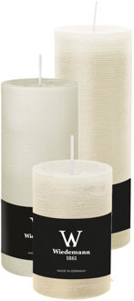 Cilinderkaarsen/stompkaarsen - set van 3 - rustieke kaars - ivoorwit - 6x9/7x16/7x22 cm